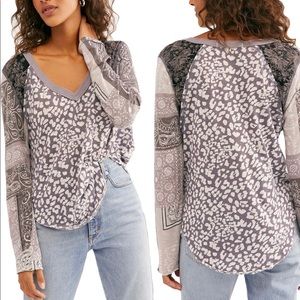 FREE PEOPLE FRIDAY NIGHT CONTRAST SLEEVE T-SHIRT SZ L